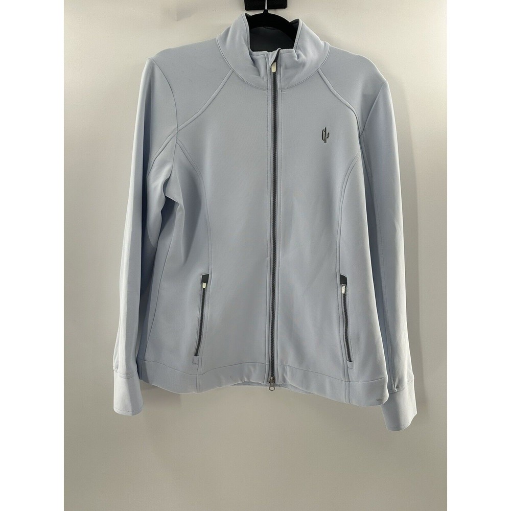 Zero Restriction Women Z500 2 Way Zip Light Blue Embroidered Mid Weight Layer L